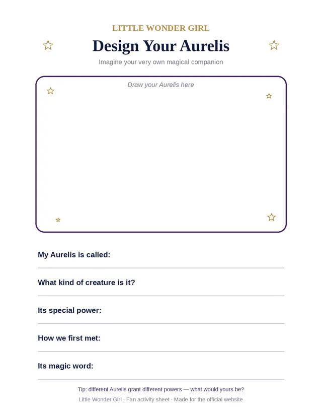 Preview of the Design Your Aurelis Activity Sheet printable